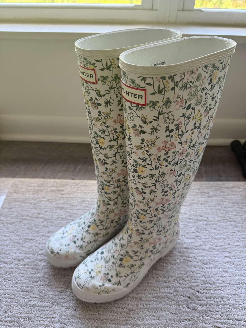 Tall Hunter Boots with Floral Design